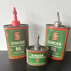 3 x Vintage Singer Sewing Machine Oil Tins