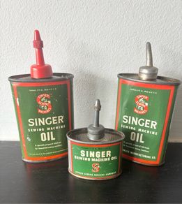 3 x Vintage Singer Sewing Machine Oil Tins