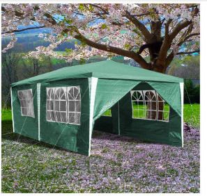 3 x 6 m Gazebo Party Tent  Marquee Garden Gazebo with 6 Side Panels for Wedding Party, Waterproof Garden Camping