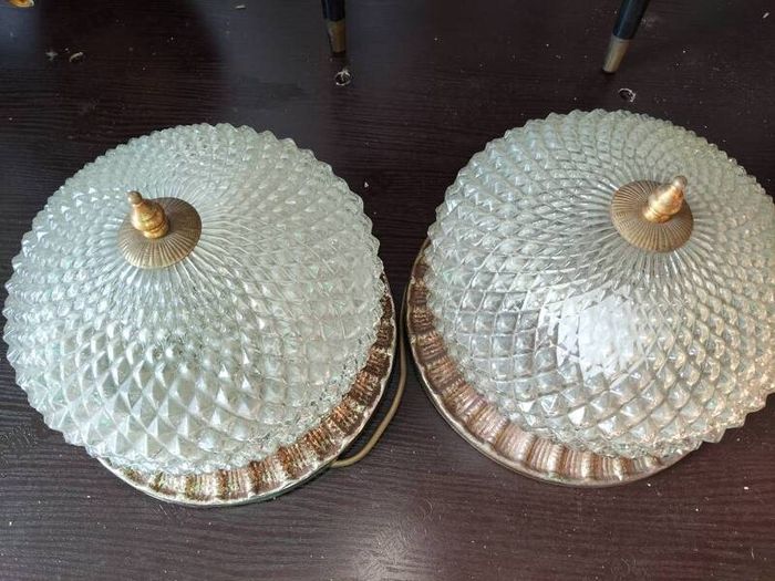 Two Vintage Mid Century Modern Celing lights