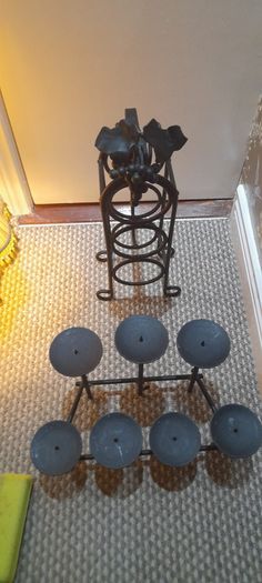 Wrought iron Metal Pillar Candle Holder and Wine Rack