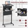 Standing Desk, Height Adjustable, Standing Seat Desk with Wheels, Mobile Standing Desk with Inclined Table Top & Shelf, Laptop Table for Home & Office, Black Image 5
