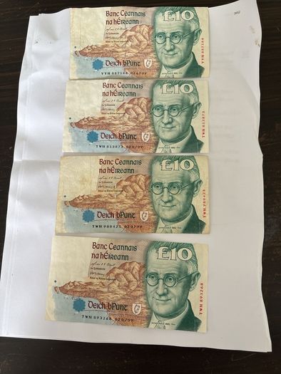 Irish 50 20 10 5 pound notes