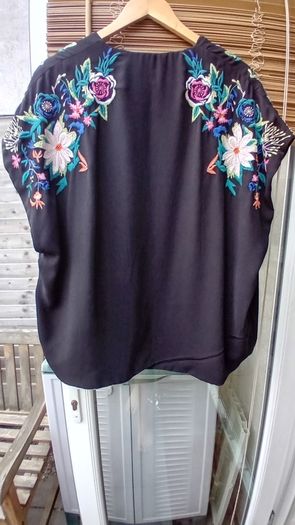 Black Embroidered Throw-On