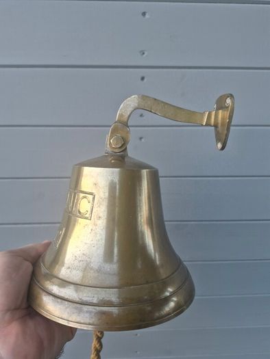 Antique Brass Hanging Wall Titanic Bell 1912  Hanging Nautical Wall Decor