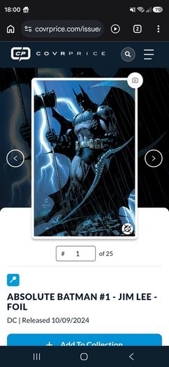 Absolute Batman 1 Jim Lee Foil Variant 1st Print