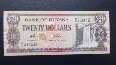 Guyana 1966-2016.20 Dollar uncirculated banknote.