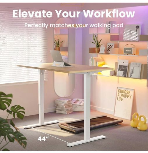 Standing Desk with USB Charging Port, 140 x 80 cm, 4 Preset Height Settings