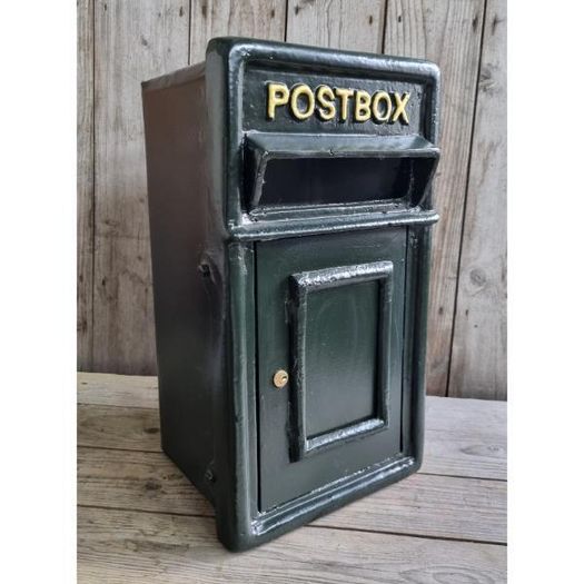 Post Box Small Cast Iron Dark Green Insert CH R MB10 G
