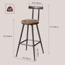 Set of 2 Bar Stools Kitchen Chairs with Backrest Metal Frame Multi-Directional Adjustable Feet for Kitchen Image 2