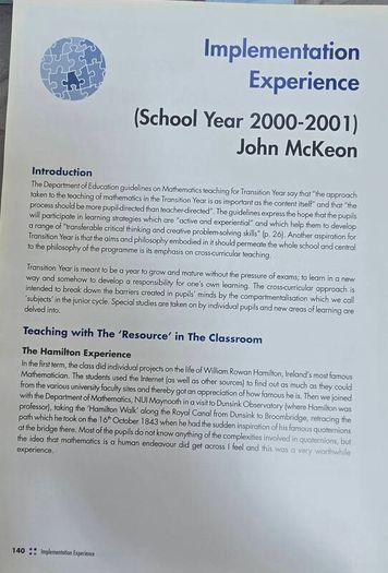 A Resource for Transition Year Mathematics Teachers