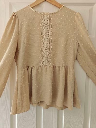 Beige blouse casual long sleeve, blouse,  summer , light material