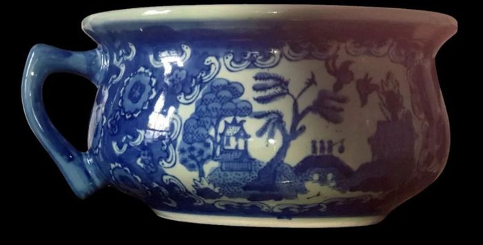 Antique Blue Willow Chamber Pot Pristine