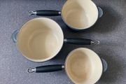 Le Creuset Cast Iron 3pc Pot Set Grey Vintage France