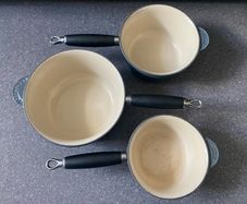 Le Creuset Cast Iron 3pc Pot Set Grey Vintage France