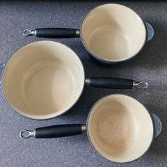 Le Creuset Cast Iron 3pc Pot Set Grey Vintage France