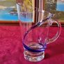 Antique Kilkenny Cobalt Blue Swirl Glass Large Footed Water Jug /Pitcher Image 2