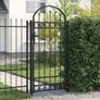 Fence Gate with Arched Top and 2 Posts 105x204 cm Black Image 2