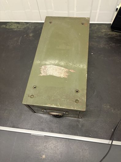 Vintage Green Metal Index Card Filing Drawer
