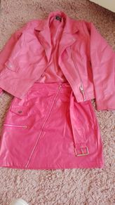 womens pink leather set