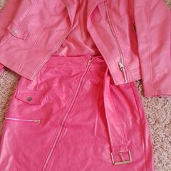 womens pink leather set
