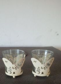 2 Butterfly Shabby Chic Tea Light Holders