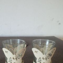 2 Butterfly Shabby Chic Tea Light Holders