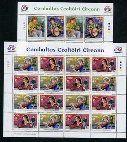 2001 Ireland 50th Anniversary of Irish Cultural Organisation/ Comhaltas Ceoltoiri Eireann Commemorative Stamps Sheetlet Plate 1A1A1A1A Mint Never Hinged (MNH)