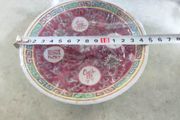 Vintage  Mun Shou Longevity Family Rose Pink Chinese Small Plates, Hand painted Chinese Small Plates. Family Rose Pink Plates