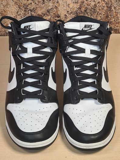 mens NIKE DUNK HI RETRO trainers runners Panda black and white Size UK 10 EU 45 BOXED