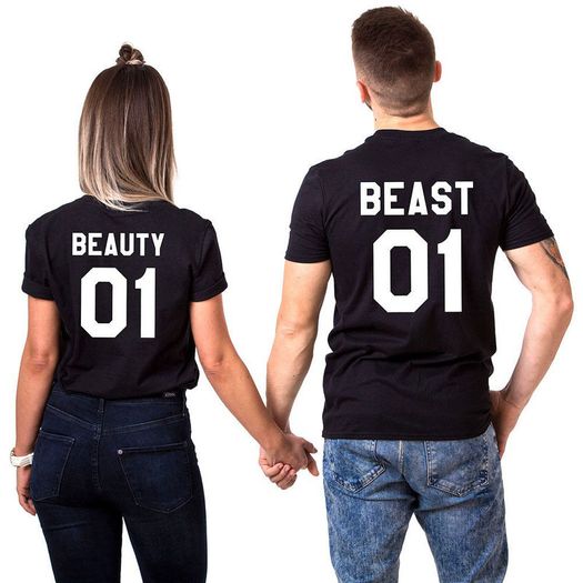 Beast And Beauty Cute Couples T-shirts Great Gift Present For Valentines Day Idea