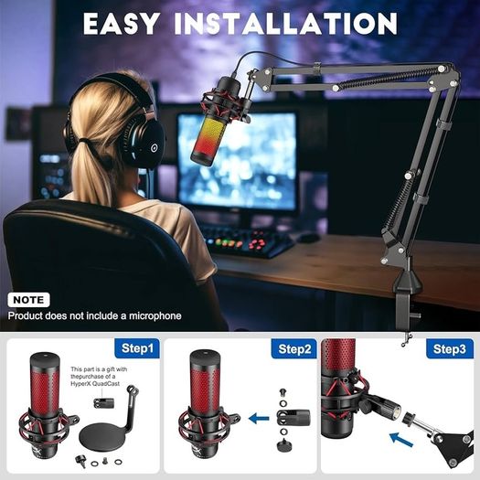 NEW SALE | Boom Arm,Aokeo AK-35 Adjustable Compact Mic Suspension Boom Scissor Arm Stand For Blue Yeti,Snowball iCE, HyperX QuadCast,SoloCast,Elgato Wave,Etc