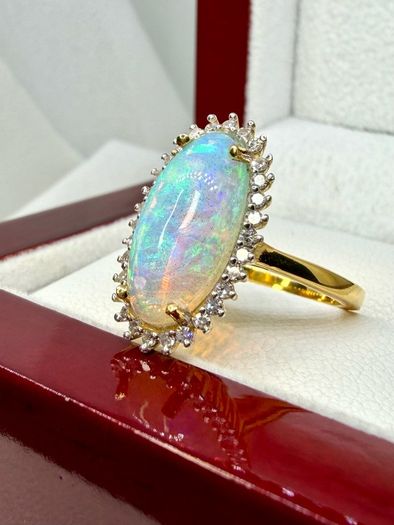 Opal Lab-Grown Diamond Halo Ring