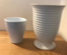 One Cream Vase and One white Vase