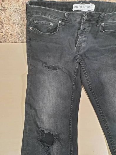 mens Topman stretch skinny jeans with rips waist 32 leg 34
