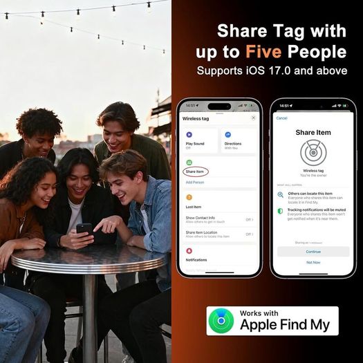 Air Tracker Tags-4 Pack, Bluetooth Tracker Works with Apple Find My APP (iOS Only), Smart Tag with Protective Case, Keys Finder and Item Finder for Luggage, Backpack, Suitcases, Replaceable Battery