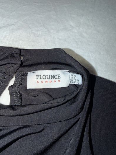 Flounce London High Neck Maxi Dress in Black - size UK 10