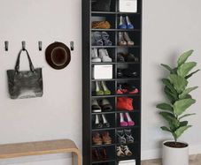 Shoe Cabinet Black 54x34x183 cm Chipboard