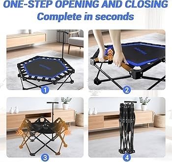 42 inch Foldable Mini Rebounder Trampoline, Home Fitness Trampoline for Adults, Indoor Exercise Jumper, No Installation Required and Portable