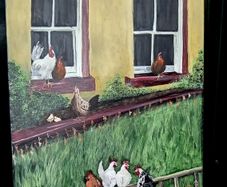 Original acrylic painting of chickens - Aine Art
