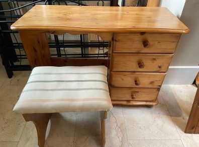 Lovely Solid Pine Dressing Table - Study Table & Stool - Can Deliver