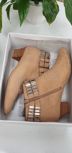 JEFFREY CAMPBELL Benater Nude Leather ankle boots Sz 8UK - Rrp 205 (New)