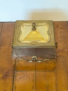 Antique Brass on Copper Fireside Log Bin / Coal Box