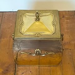 Antique Brass on Copper Fireside Log Bin / Coal Box