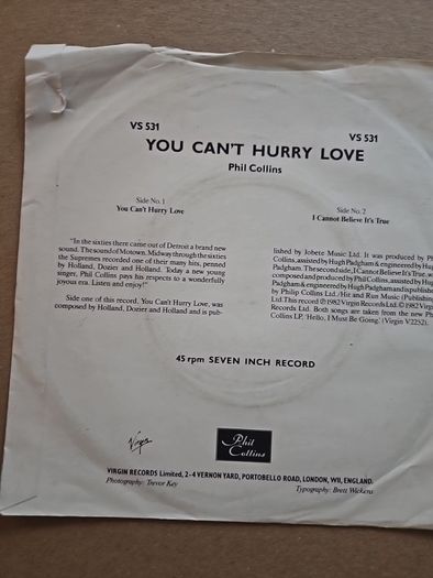 Phil Collins 7" - You Can't Hurry Love