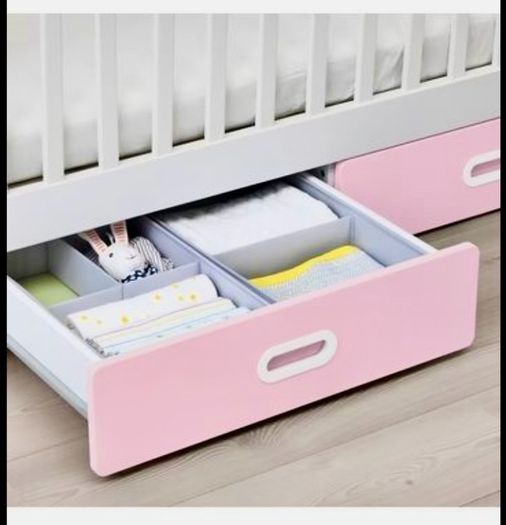 IKEA STUVA / FRITIDS Pink Cot/Toddler Bed + Changing Table/Desk