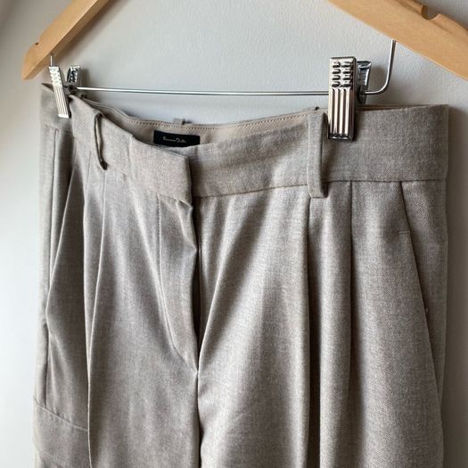 Massimo Dutti Wide Leg Wool Cargo Trousers