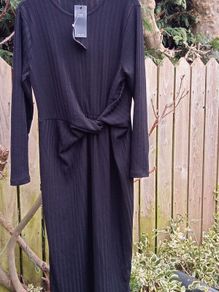 M & S black rib knitted dress BMWT, Size 14