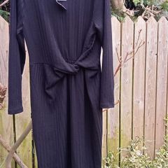 M & S black rib knitted dress BMWT, Size 14
