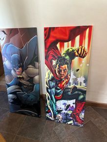 Batman and superman canvas wood print